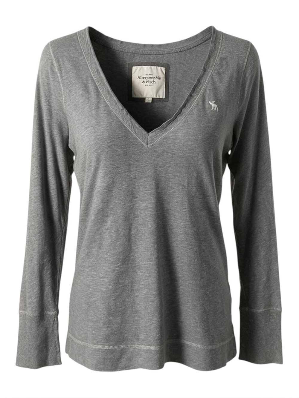 Abercrombie & Fitch- Y2K, Preppy Grunge, Grey Long Sleeve V-Neck Shirt